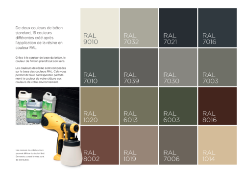 Image des différentes résines de couleurs existantes chez BAJ